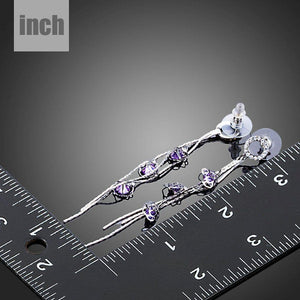 Purple Cubic Zirconia Drop Earrings -KPE0265 - KHAISTA Fashion Jewellery