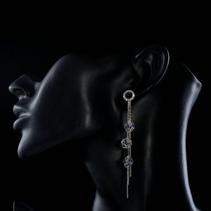 Purple Cubic Zirconia Drop Earrings -KPE0265 - KHAISTA Fashion Jewellery