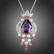 Purple CZ and Imitation Pearl Necklace