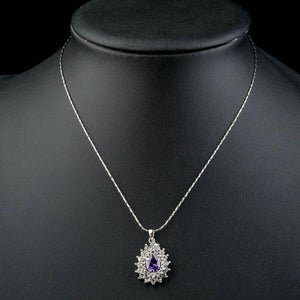 Purple Cubic Zirconia Necklace KPN0124 - KHAISTA Fashion Jewellery