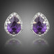 Purple Cubic Zirconia Pear Shaped Stud Earrings