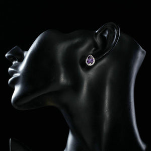 Purple Cubic Zirconia Pear Shaped Stud Earrings - KHAISTA Fashion Jewellery