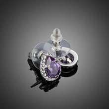 Load image into Gallery viewer, Purple Cubic Zirconia Pear Shaped Stud Earrings - KHAISTA Fashion Jewellery
