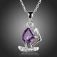 Purple CZ Sail Boat Design Necklace