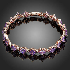 Purple Cubic Zirconia Stones Bracelet - KHAISTA Fashion Jewellery
