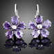 Purple Daisy Crystal Stud Earrings
