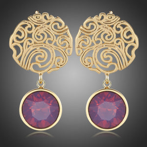 Purple Dangle Earrings -KPE0383 - KHAISTA Fashion Jewellery
