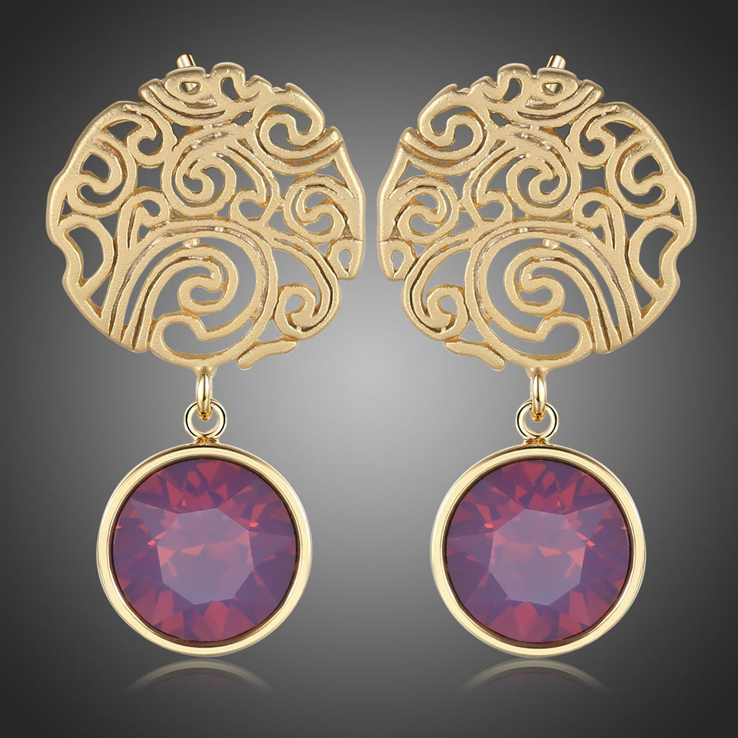Purple Dangle Earrings -KPE0383 - KHAISTA Fashion Jewellery