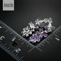 purple flower cluster drop earrings detail view by KHAISTA