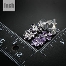 Load image into Gallery viewer, Purple Flower Cluster Drop Earrings -KPE0121 - KHAISTA Fashion Jewellery
