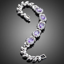 Load image into Gallery viewer, Purple Flower Cubic Zirconia Bracelet - KHAISTA Fashion Jewellery
