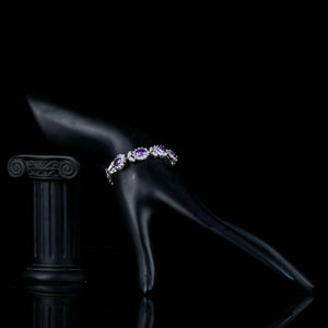 Purple Flower Cubic Zirconia Bracelet - KHAISTA Fashion Jewellery