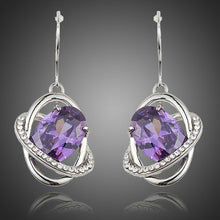 Load image into Gallery viewer, Purple Halo Drop Earrings - KHAISTA Fashion Jewellery
