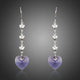 Purple Heart Design Crystal Drop Earrings