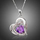 Purple Crystal Heart Pendant Necklace