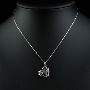 Purple Heart Necklace Pendant - KHAISTA Fashion Jewellery