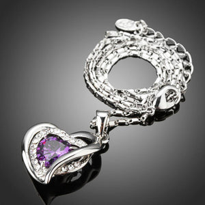 Purple Heart Necklace Pendant - KHAISTA Fashion Jewellery