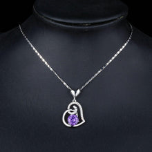 Load image into Gallery viewer, Purple Heart Pendant Chain Necklace - KHAISTA Fashion Jewellery
