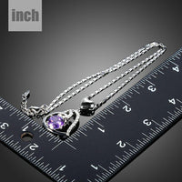 Pendant detail on KHAISTA purple heart pendant chain necklace