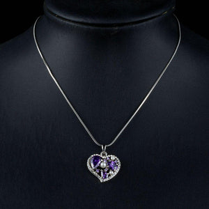 Purple Heart Pendant Necklace KPN0158 - KHAISTA Fashion Jewellery