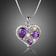 Purple Heart Crystal Pendant Necklace