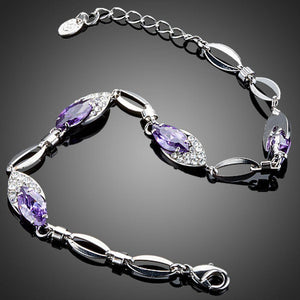 Purple Lightweight Cubic Zirconia Bracelet - KHAISTA Fashion Jewellery