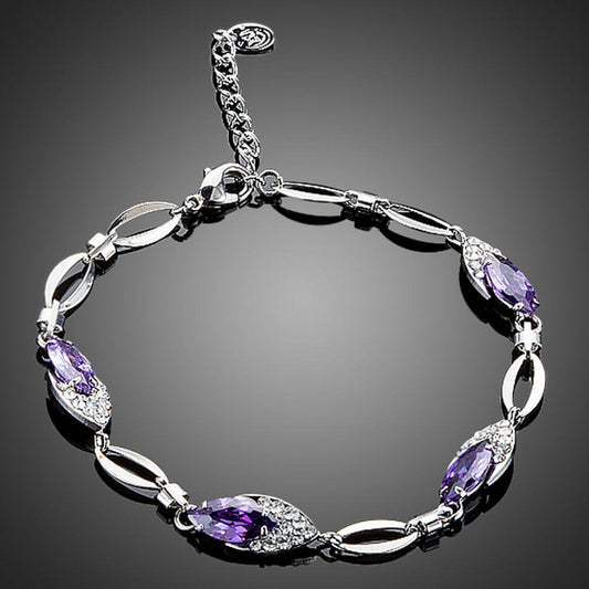 khaista purple lightweight cubic zirconia bracelet mbr0110 image 1