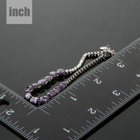 purple CZ link chain bracelet detail view by KHAISTA