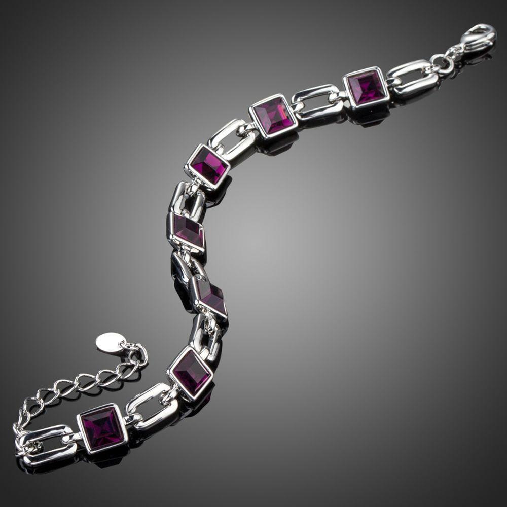 khaista purple link chain lobster bracelet kf0164 image 2