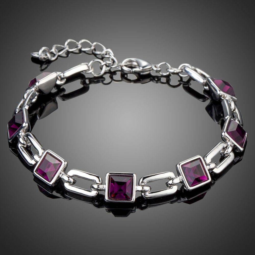 khaista purple link chain lobster bracelet kf0164 image 1