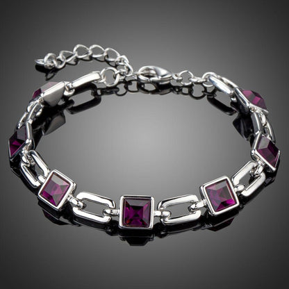 khaista purple link chain lobster bracelet kf0164 image 1