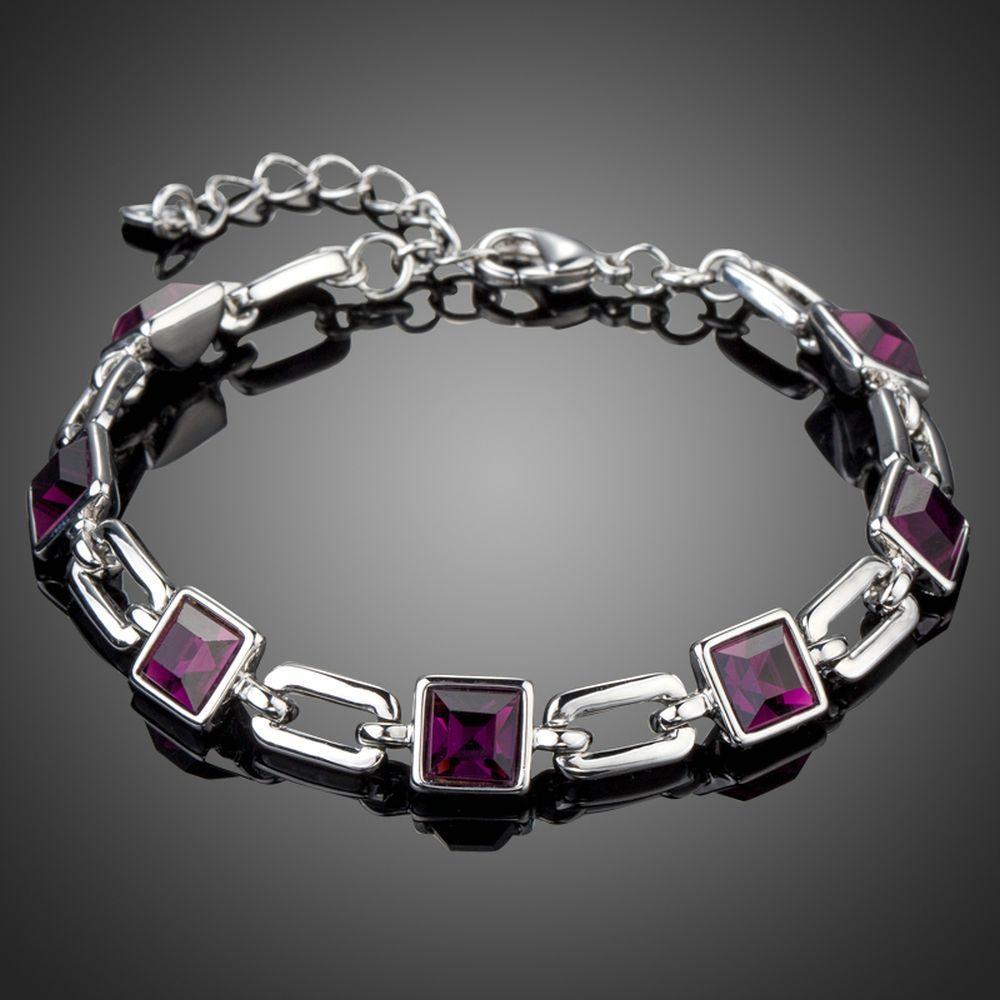 Purple Link Chain Lobster Bracelet - KHAISTA Fashion Jewellery