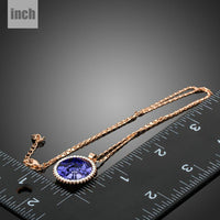 Pendant detail on KHAISTA purple lotus flower pendant necklace