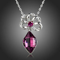 KHAISTA purple Stellux Austrian crystal necklace on white background