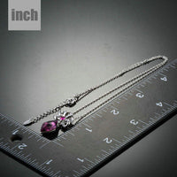 Pendant detail on KHAISTA purple Stellux Austrian crystal necklace
