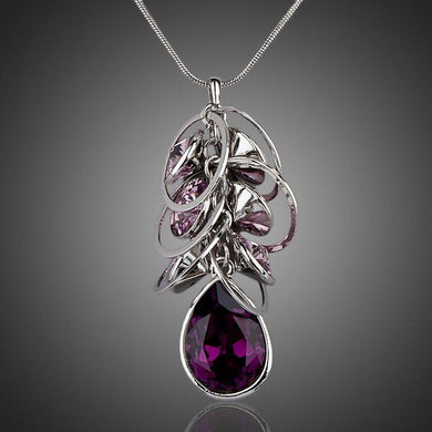 Purple Stellux Austrian Crystal Pendant Necklace KPN0051 - KHAISTA Fashion Jewellery