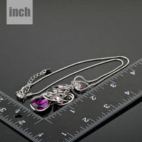 Pendant detail on KHAISTA purple Stellux Austrian crystal pendant necklace