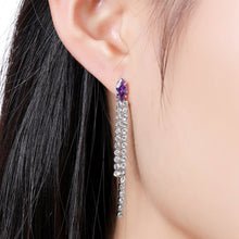 Load image into Gallery viewer, Purple Tassel Dangle Earrings -KPE0337 - KHAISTA Fashion Jewellery
