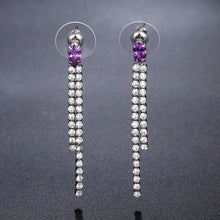 Load image into Gallery viewer, Purple Tassel Dangle Earrings -KPE0337 - KHAISTA Fashion Jewellery
