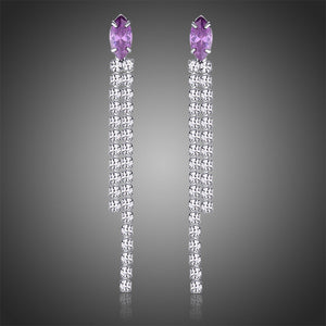Purple Tassel Dangle Earrings -KPE0337 - KHAISTA Fashion Jewellery