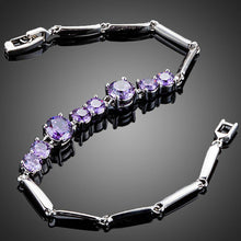 Load image into Gallery viewer, Purple Toggle Clasp Cubic Zirconia Bracelet - KHAISTA Fashion Jewellery
