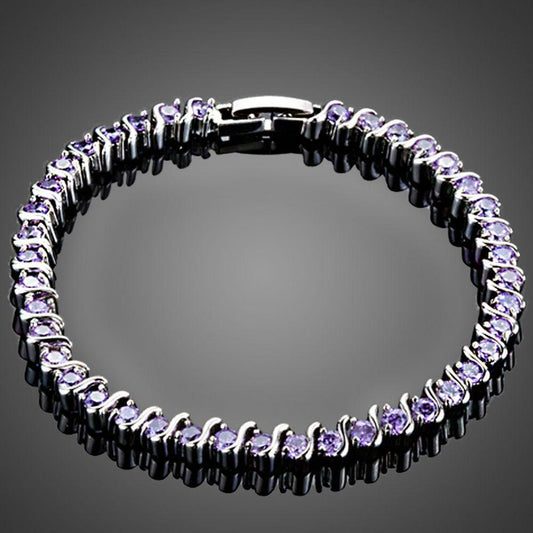 khaista purple toggle clasp cubic zirconia bracelet mbr0106 image 1