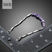 purple CZ toggle clasp bracelet detail view by KHAISTA