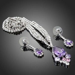 Purple Water Drop Party Wear Jewelry Set - KHAISTA Fashion Jewellery