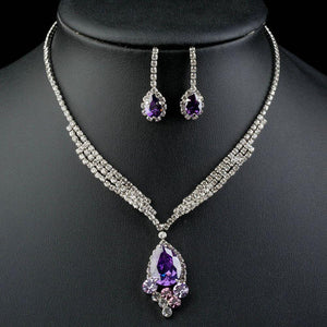 Purple Water Drop Party Wear Jewelry Set - KHAISTA Fashion Jewellery