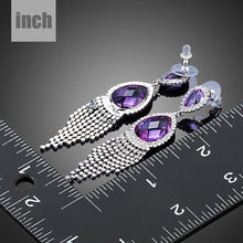 Load image into Gallery viewer, Purple Water Drop Tassel Drop Earrings -KPE0247 - KHAISTA Fashion Jewellery
