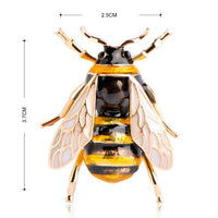 Side angle of gold honey bee brooch pin by Khaista