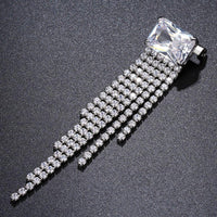 Tassel detail on Khaista clear cubic zirconia brooch
