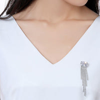 Close-up of CZ stones on Khaista rectangle tassel brooch