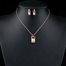 Load image into Gallery viewer, Rectangle Crystal Necklace &amp; Earrings Set - KHAISTA Fashion Jewellery
